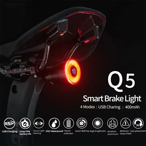 OFFBONDAGE bicicleta inteligente Auto luz de detección de freno IPx6 impermeable LED carga ciclismo luz trasera accesorios de luz trasera