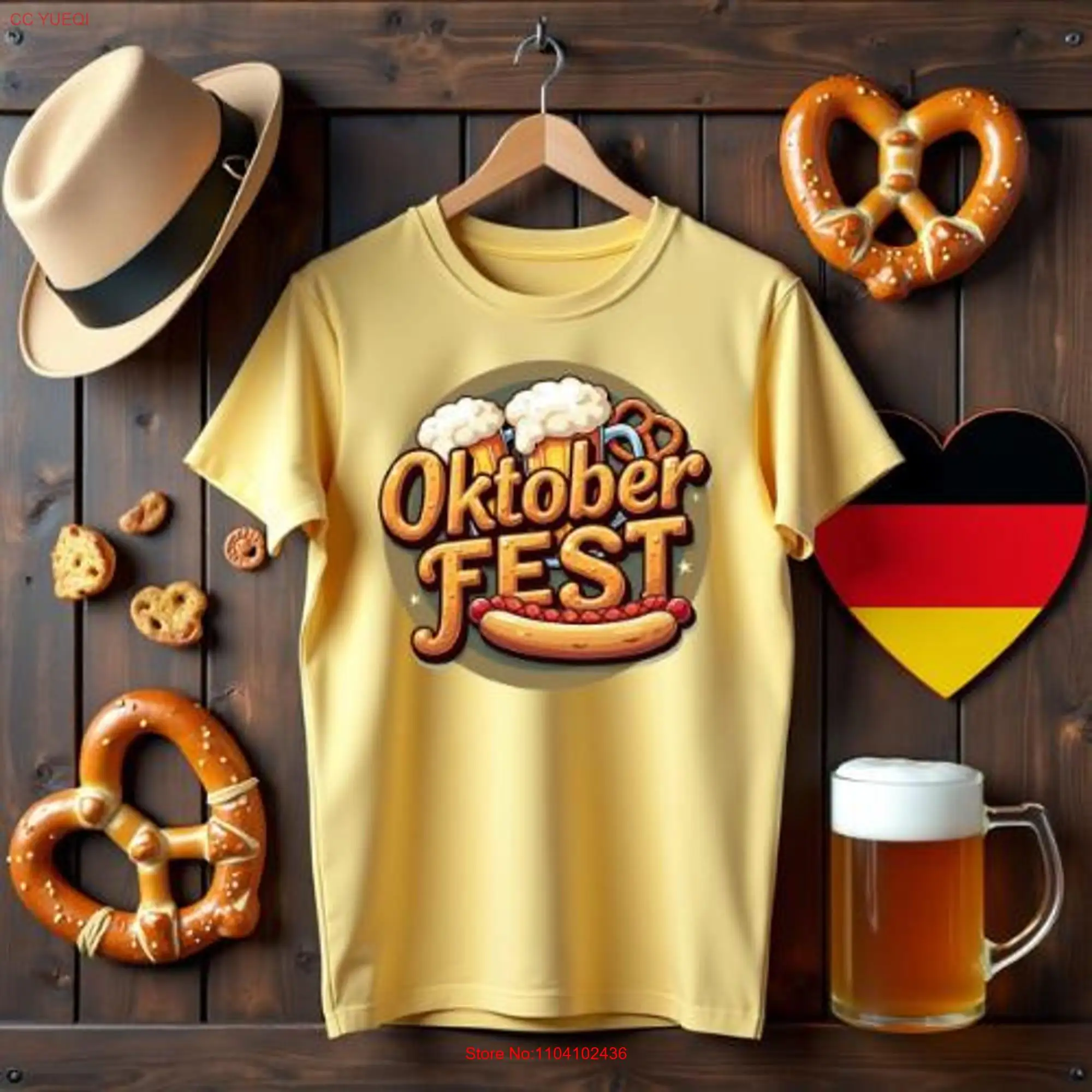 Oktoberfest Pretzel Topography with Beer and Hotdogs t shirt long or short sleeves