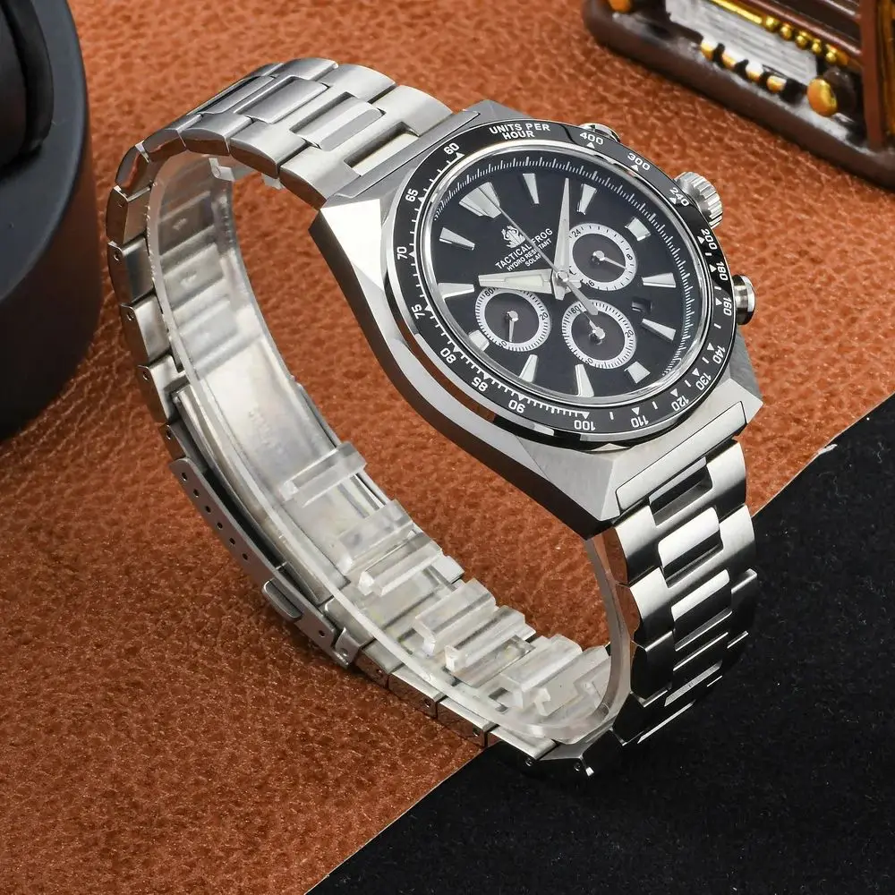 2026 Tactical Frog Herren-Chronographenuhr Solar Eco-Drive Quarz-Armbanduhr Militär 20 ATM wasserdicht C3 leuchtender Saphir VS75