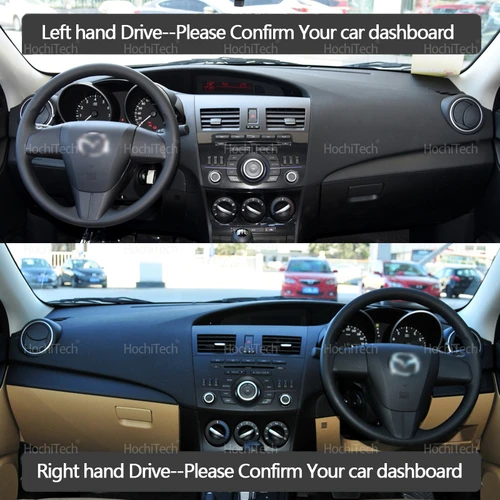 Imagen 2 del producto Alfombra de cuero de ante negro para salpicadero, cubierta Anti-UV para salpicadero, parasol, alfombrilla para Mazda 3 M3 BL Axela 2009 2010 2011 2012 2013