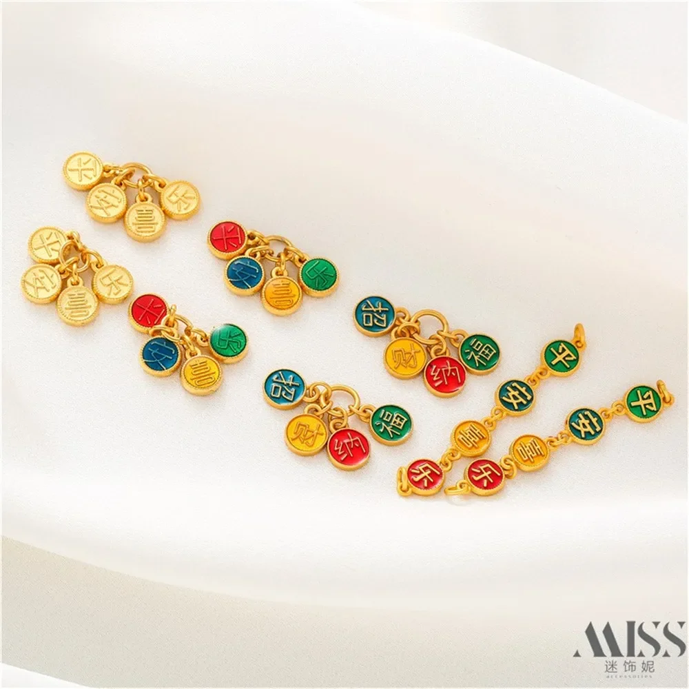18K Strong Color Retention Sand Gold Dripping Oil Peace and Joy Lucky Nafu Pendant DIY Accessories Listing Pendant Handmade Mate
