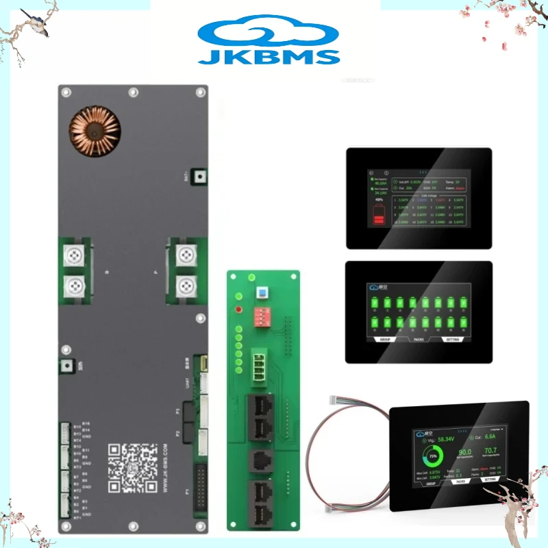 

JIKONG Inverter BMS JK-PB2A16S30P 4.3LCD Active Balance Current 2A 24V 48V LiFePo4 Li-Ion Battery 300A Household Energy TaiChang