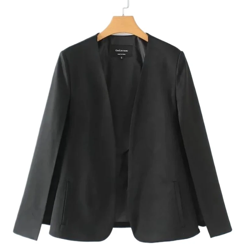 

Women's Black and White Jacket Fashion Womens Split Design Cape Blazer Office Street Casual Loose Jacket Top