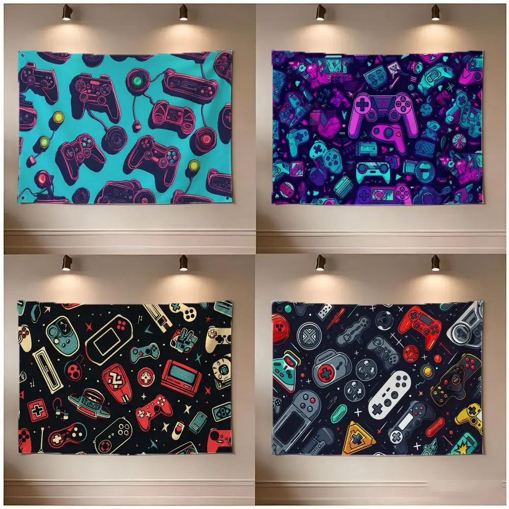 Cyberpunk Gaming Creative Gamepads Flags Borderless Four Ring Ornament Indoor Outdoor Decoration Quick Hang Install
