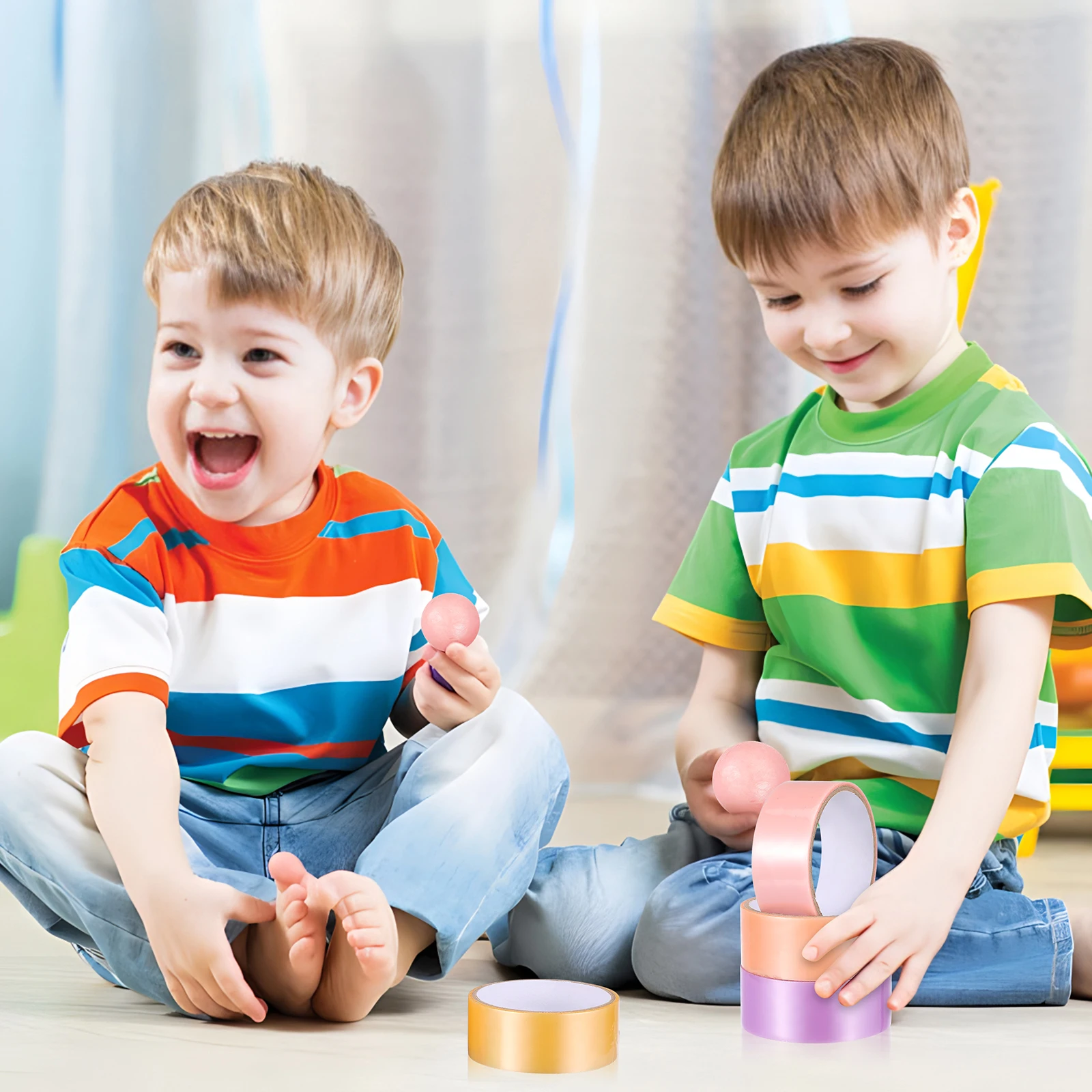 6 Rolls Tape Tape Silky Funny Colored Sticky Colored Adhesive Colorful Tapes Adhesive Craft Sticky Ball Tapes Supplies