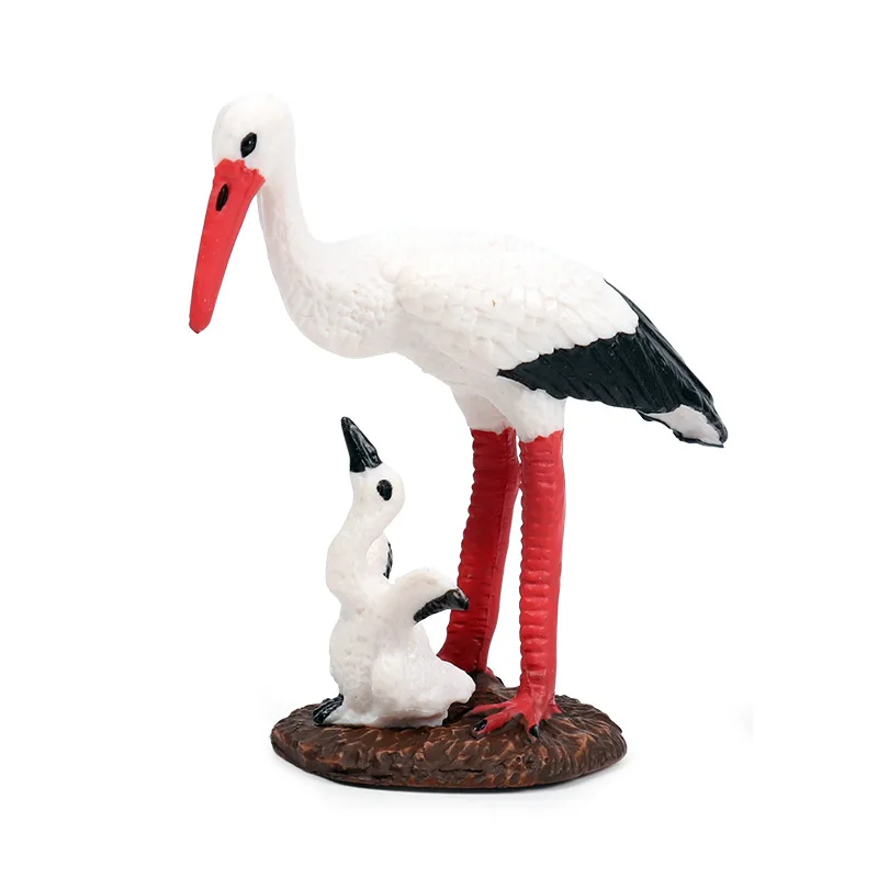 Children\'s Cognitive Education Simulation Of Wild Animal Models Bird White Storks Mother Child Red Cranes Models Toy Decorations