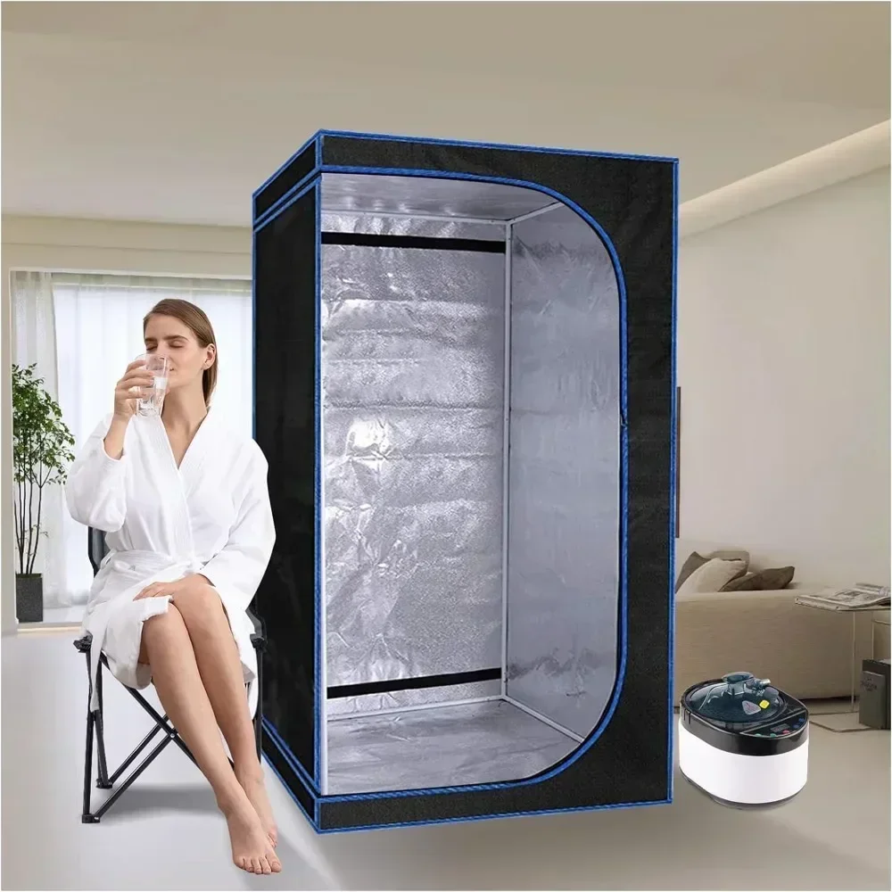 

Full Size Portable Steam Sauna Kit,Full Body Sauna Spa 4 Liters 1500 Watt Steamer, Remote Control, Timer, Foldable Chair