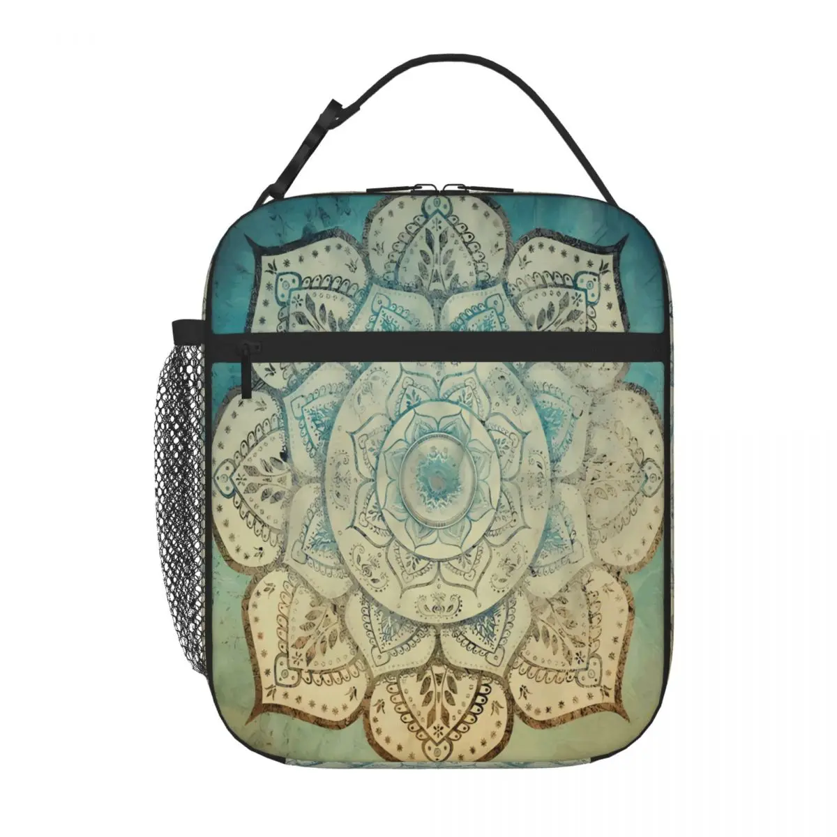 Bestselling Faded Indian Mandala Vintage Meditation Mandala Ruffled Office Lunch Bag Festival Outing Lunch Handbag