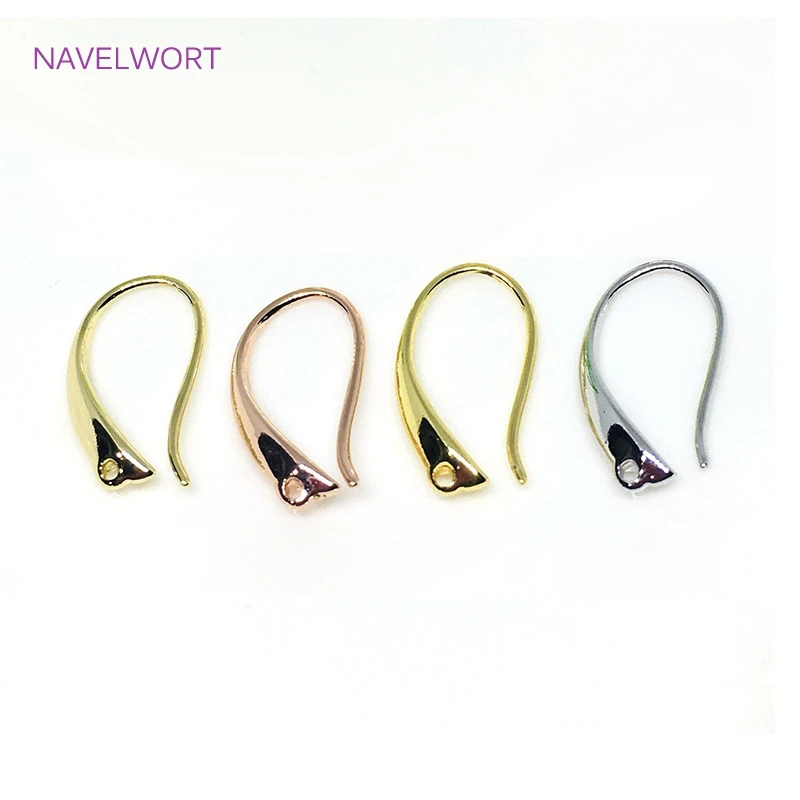 14K Gold Plated Brass Metal Earring Hooks For Fashion Earring Making Accessories Smooth French Ear Wire Hooks Wholesale