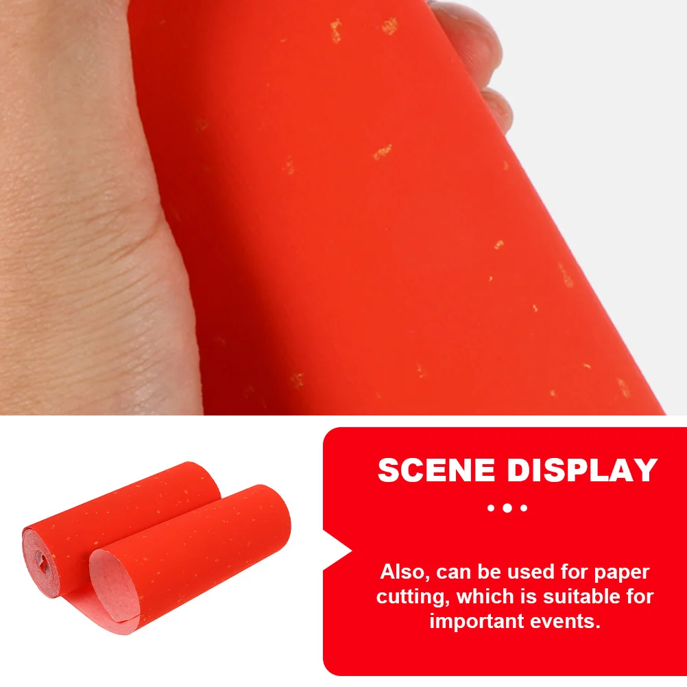 

1 Roll Bright Red Xuan Paper Bronzing Pattern Foldable Tough Calligraphy Couplet Material For Chinese New Year Festival Art