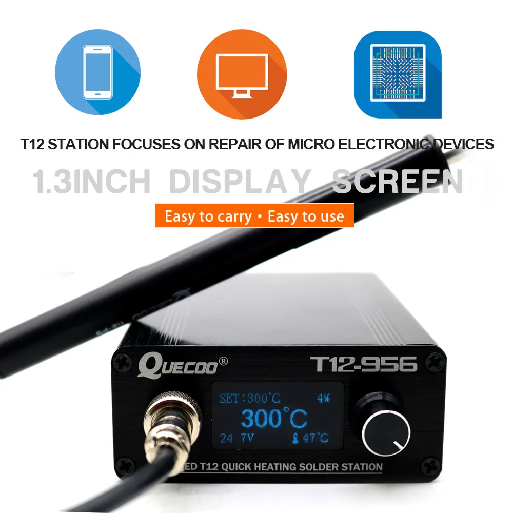 STC Station de soudage T12-956 Fer à souder électronique Station numérique OLED Pointe de fer à souder T12 avec poignée T12-P9 PAS de prise