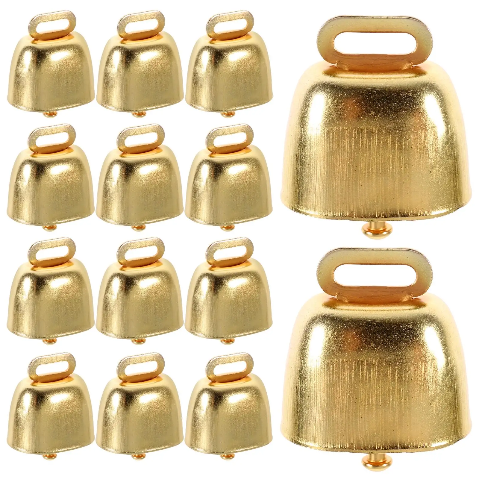 

15pcs Pet Small Iron Golden 35mm Loud Cattle Ornaments Craft Goat Bells Long Distance Horse Bells Farming Accessories Christmas