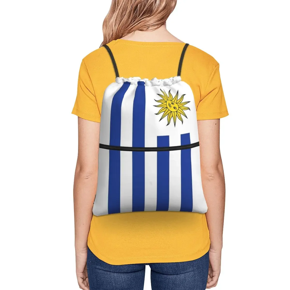 Uruguay Flag Banner zaini portatili borsa con coulisse Fashion coulisse Bundle Pocket borse per articoli vari per studenti delle scuole