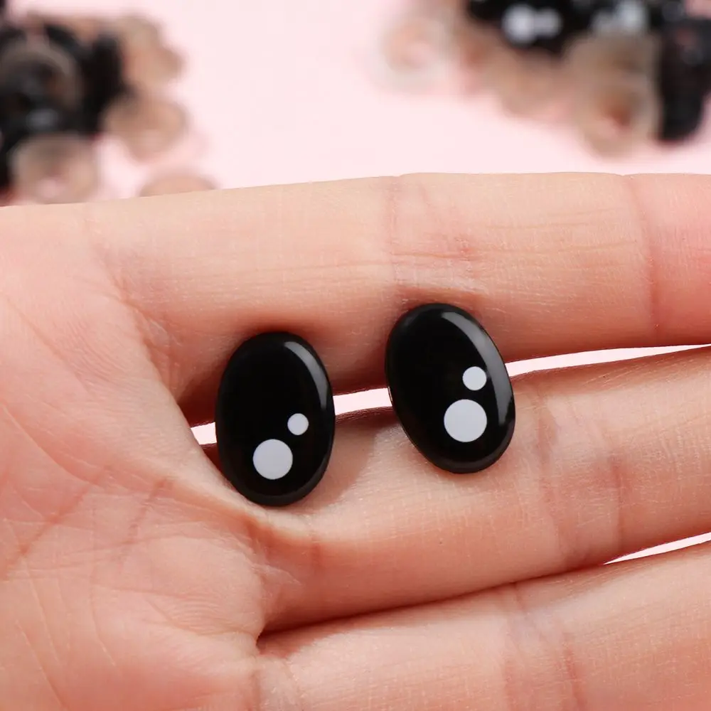 20pcs 7-12mm Black Plastic Oval Safety Eyes For White Bear Doll Animal Puppet Crafts Children DIY Toys Plush Doll Accessories