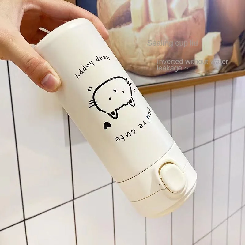 كوب ترمس محمول بسيط ومبتكر فتاة فريش تريند كوب ماء لطيف شخصية كرتونية كوب موري للطالب الذكور