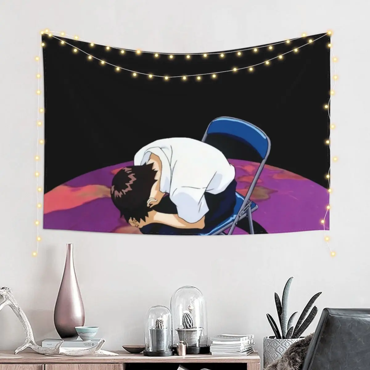 (Shinji Ikari) Tapestry Tapete For The Wall Aesthetic Room Decors Bedroom Organization And Decoration Tapestry