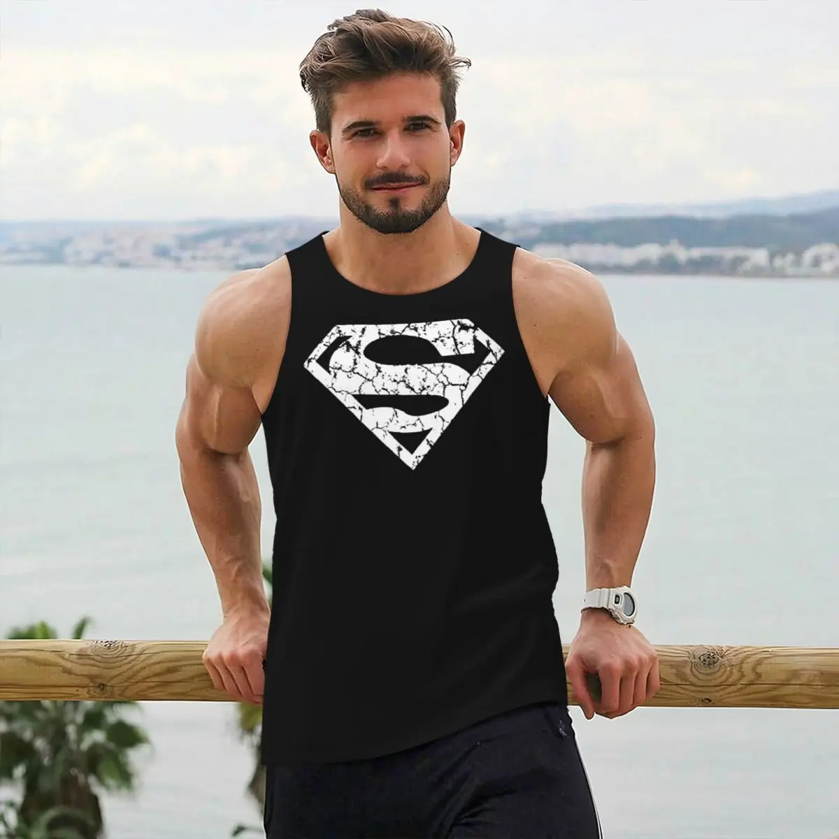 

Super-mans Movie Logo Compression Muscle Tank Top Men's Gym Sleeveless Tees Sportswear Male Bodybuilding Fitness Cycling Vests