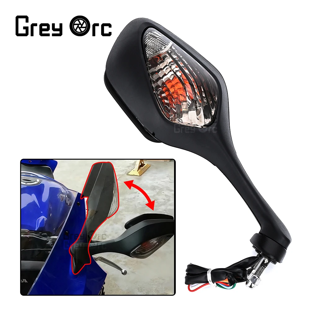 

A Pair Of Foldable Motorcycle Rearview Mirrors With Turn Signals For Honda CBR 1000 RR 2008-2016 VFR 1200 2010-2017 Accessories