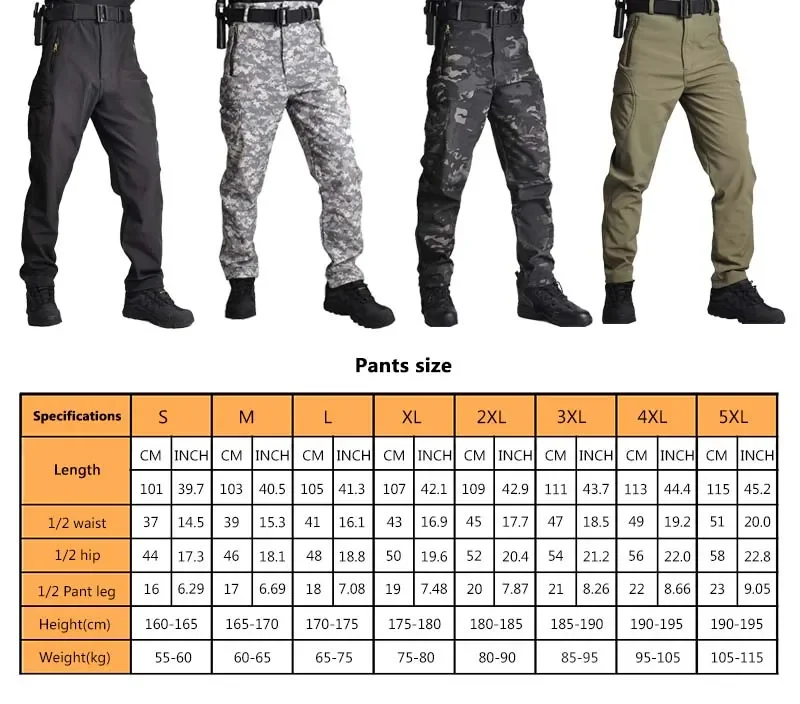 Tactical Pants Cargo Pants Men Clothing Soft Camping Combat Trousers Male Fleece Wear-resistant Casual Pants Hunting Clothes