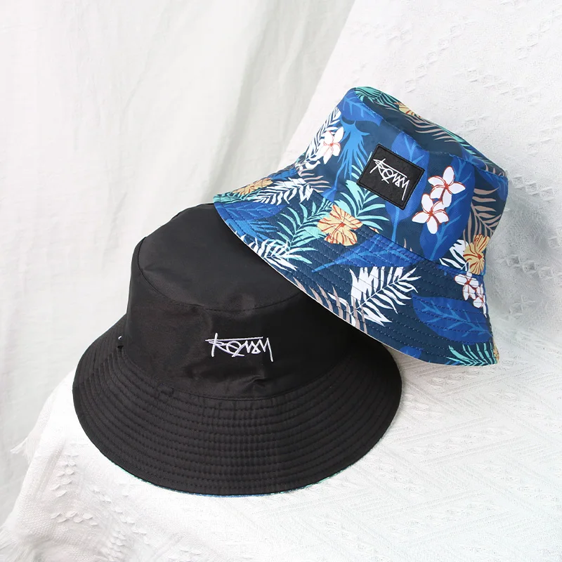 JK Korean Letter Embroidery Bucket Hat for Women Men Wide Brim Outdoor Fordable Sun Hats Double Side Wear Fisherman Panama Caps