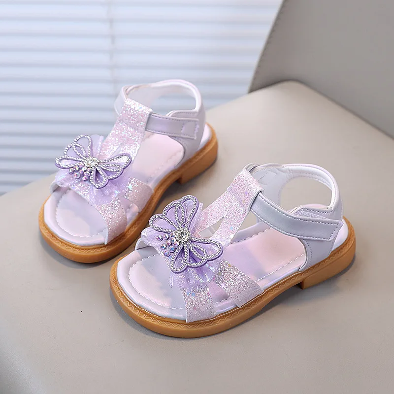 PURPLE PINK WHITE Children Shoes Girls  Princess Shoes Fashion Girls Sandals Kids Designer Single Shoes Summer New Girls Sandals