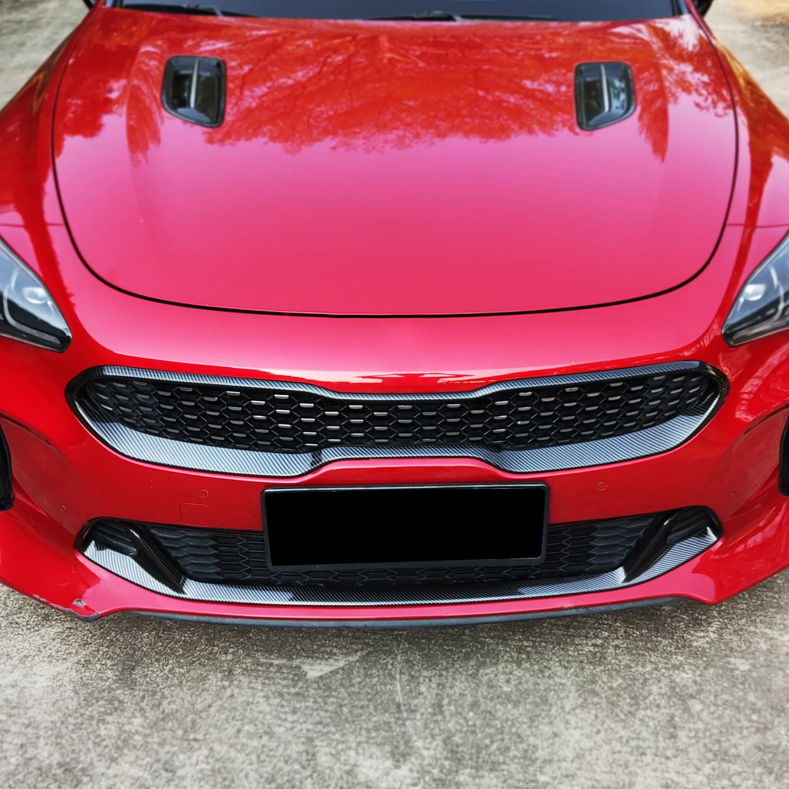 Cool Design Carbon Fiber ABS Front Mesh Grill Cover Higher Lower Grille Bumper Covers Decoration For Kia Stinger 2018-2022