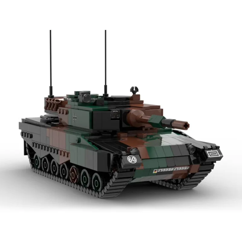 WW2 wojskowy Leopard 2A główny czołg bojowy DIY montaż cegieł opancerzony pojazd bojowy Model klocki edukacyjne zabawki prezenty