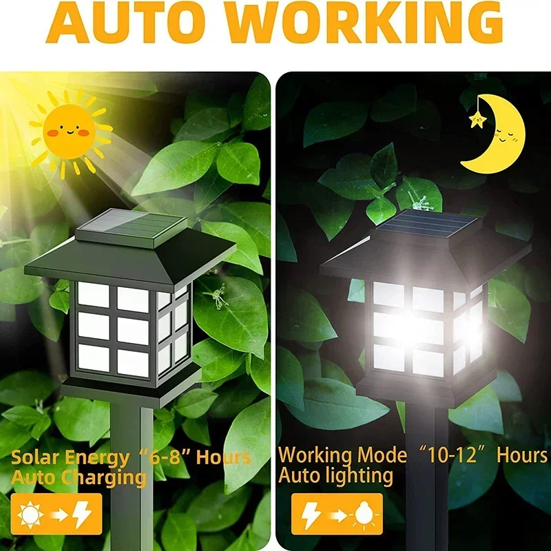 New Upgrade Solar Pathway Lights Outdoor Waterproof Walkway LED Garden Decor Street Lamp for Landscape Yard Patio 2/4/6/8Pcs