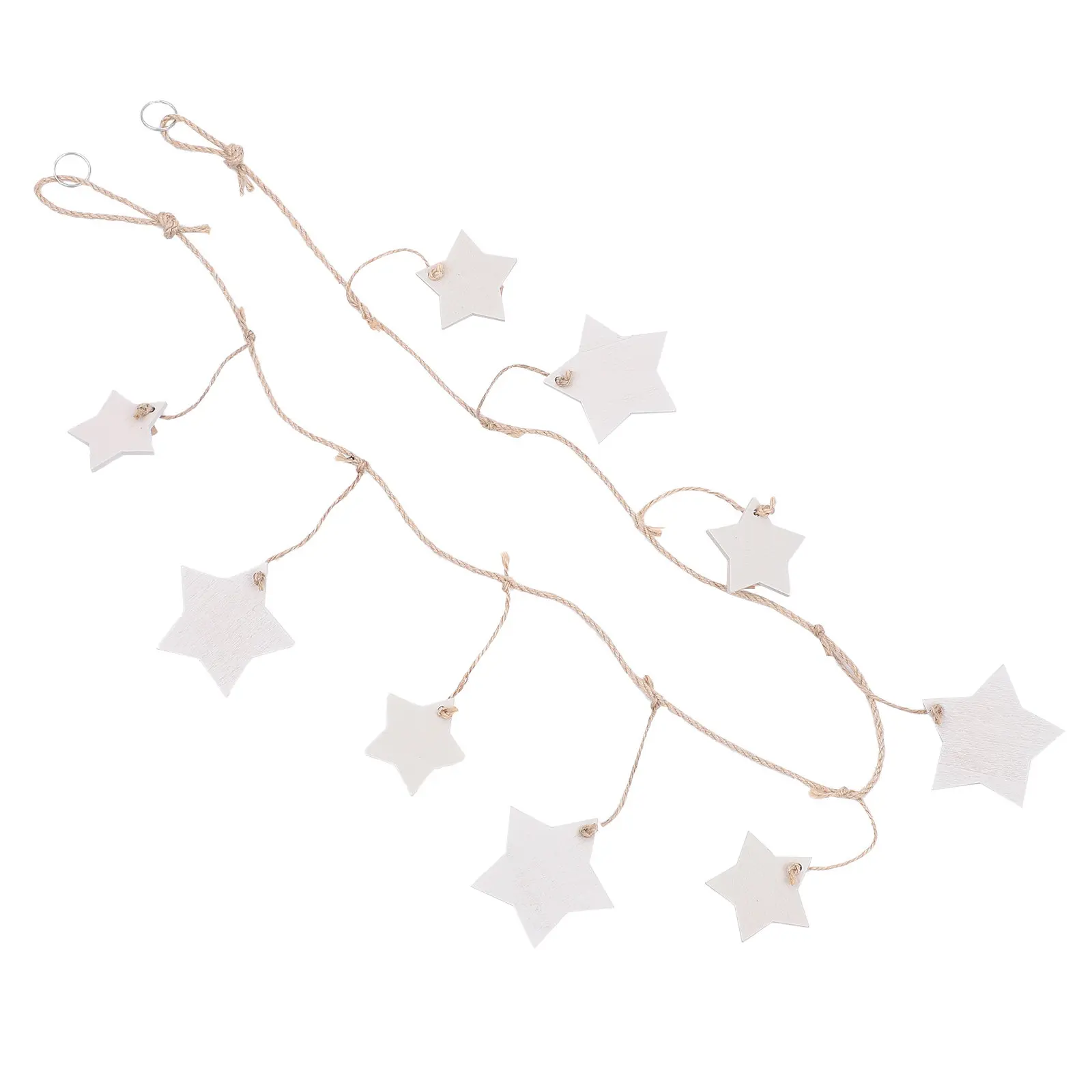 1Set Stars Shaped Wood Clips Photo Banner DIY Wall Decoration Kit Includes Hemp Rope for Bedroom Living Room Birthday Party