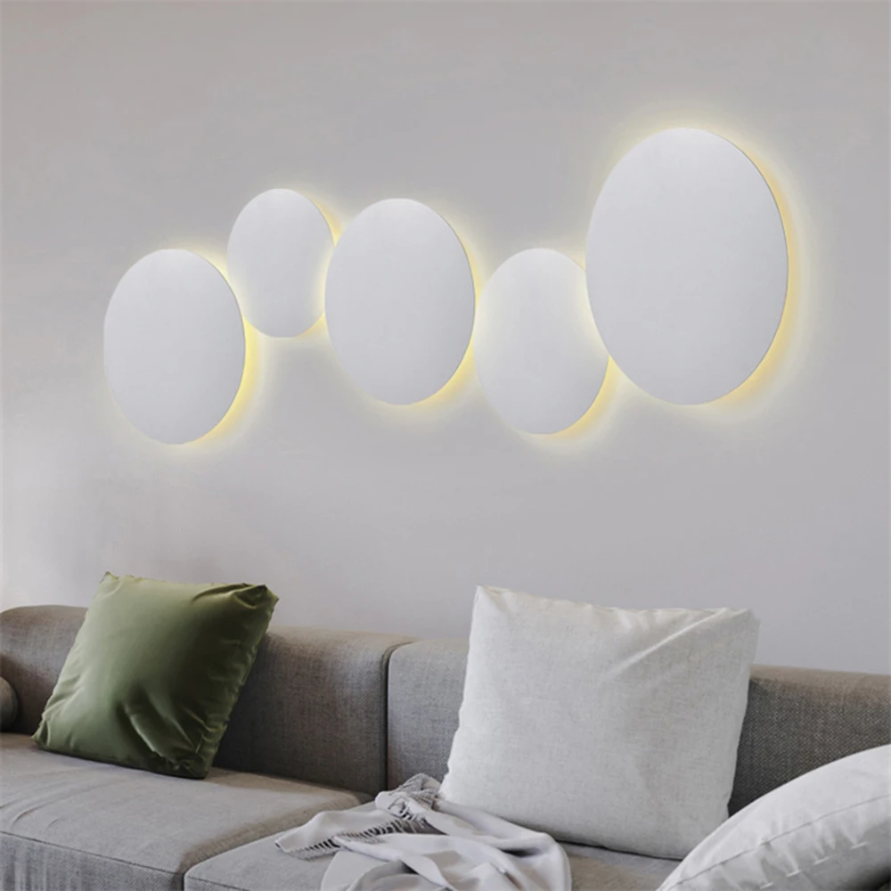 Round/Square 8W 12W Led Indoor Wall Lamps Bedroom Living Room Lighting White Black Wall Lamp Aluminum Wall Lights Fixtures