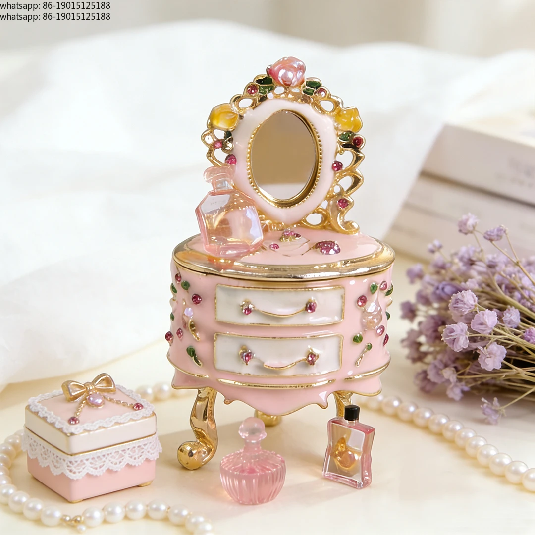 Dressing table enamel jewelry box, made of zinc alloy, for storing jewelry, a perfect Mother's Day gift
