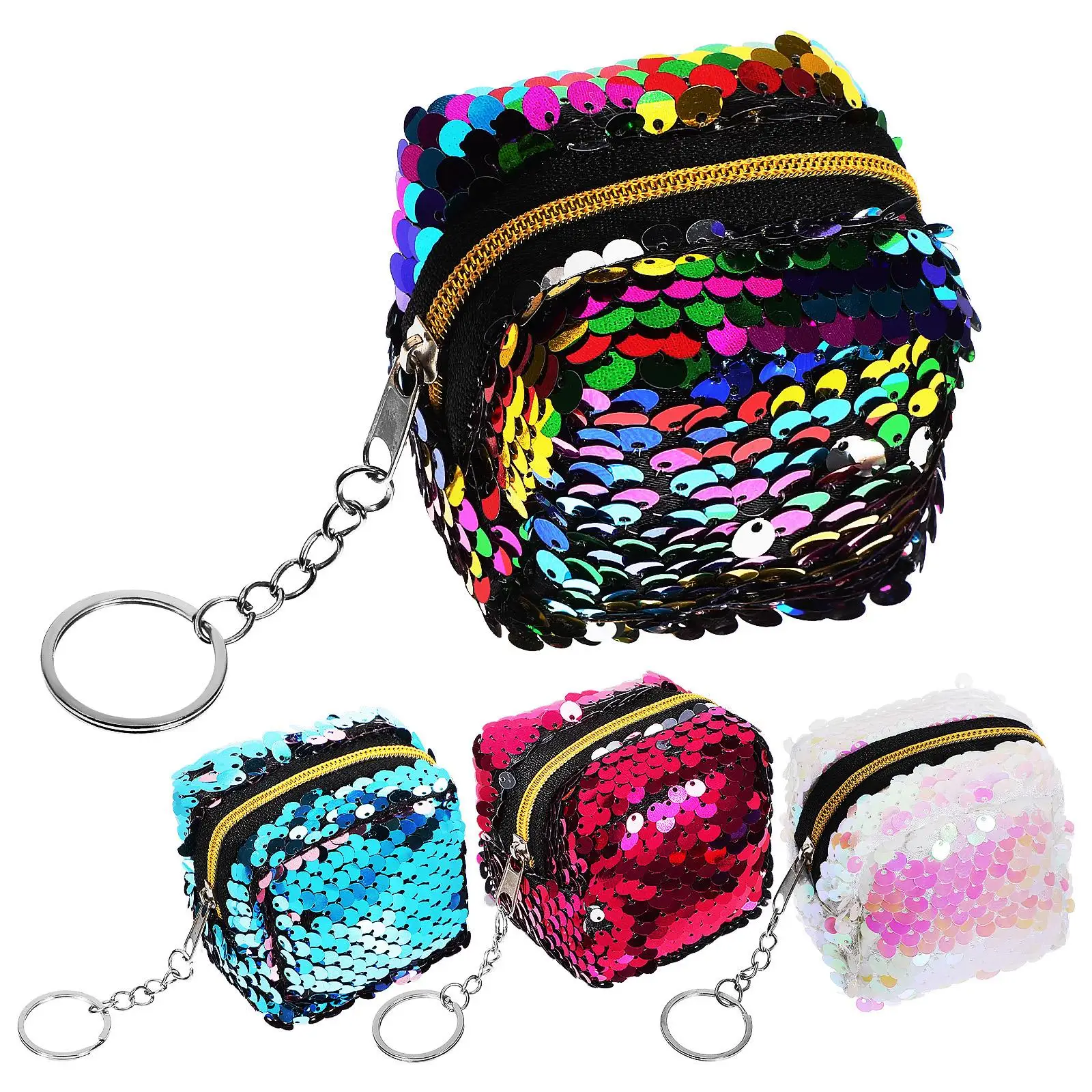

4 Pcs Sequin Coin Purse Kids Storage Bag Mini Wallet Change Handbag Travel Pink Green Rose Children Coin Purse