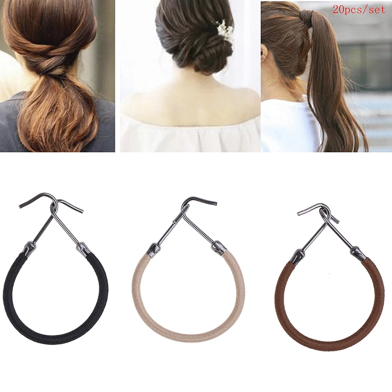 Pinzas elásticas para el cabello para niña, accesorios para el cabello, bandas de goma con gancho, soporte para cola de caballo, tocado grueso, 20 piezas