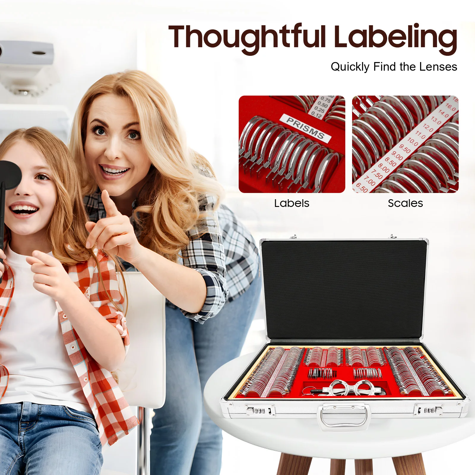 266 Pcs Optical Trial Lens Set Optometry Kit, Metal Rim Ophthalmic Lenses with Aluminum Case & Trial Frame & Cross Cylinders