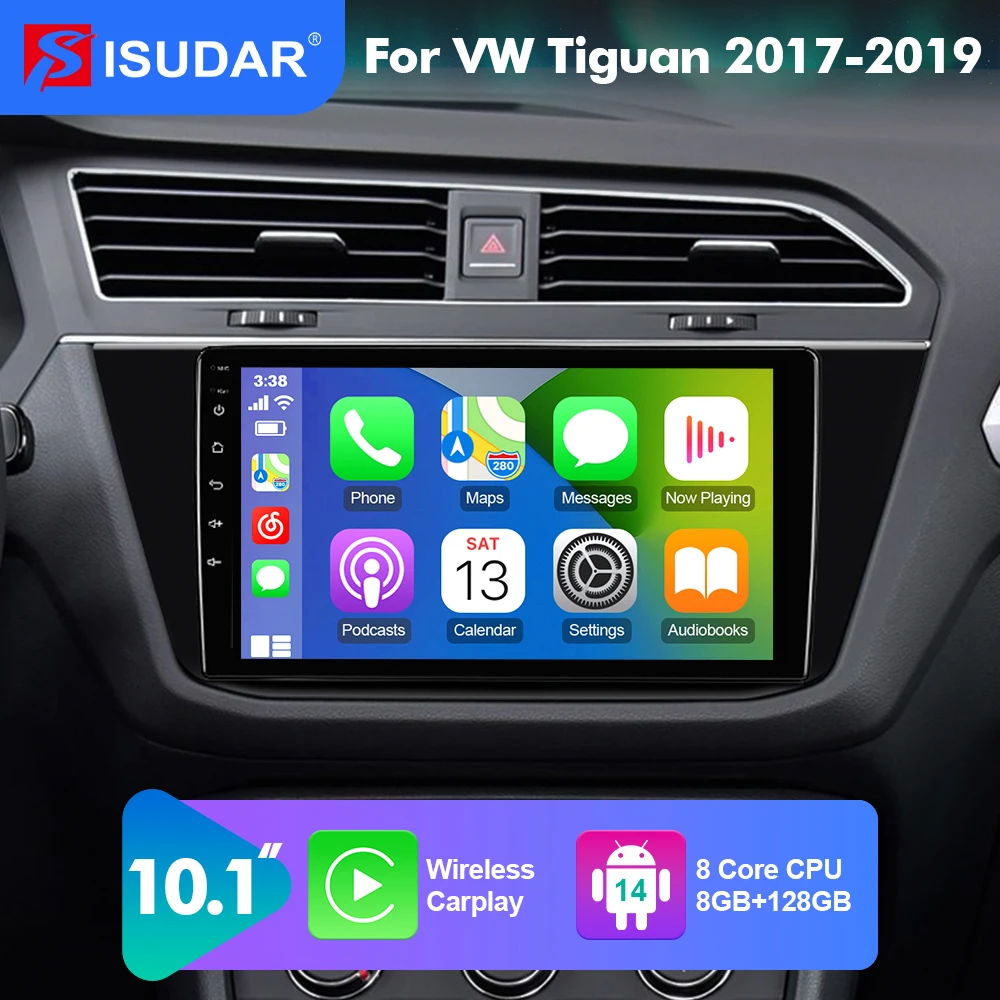 

2026 new! Android 14 Auto Radio Player For Volkswagen Tiguan 2 Mk2 2017-2019 Multimedia 8 Core Carplay Camera QLED screen No2Din