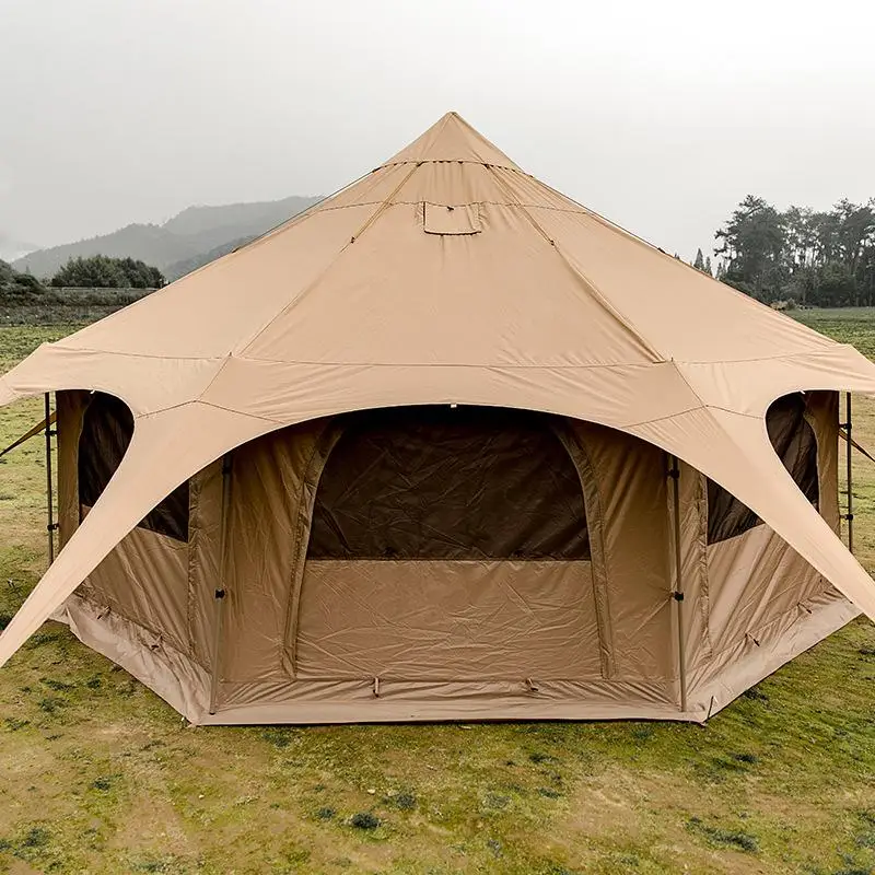 

Luxury Octagonal Outdoor Camping Tent Mongolian Yurt Style Large Rainproof Sunproof Feature Made Oxford Cotton Canvas Fabric