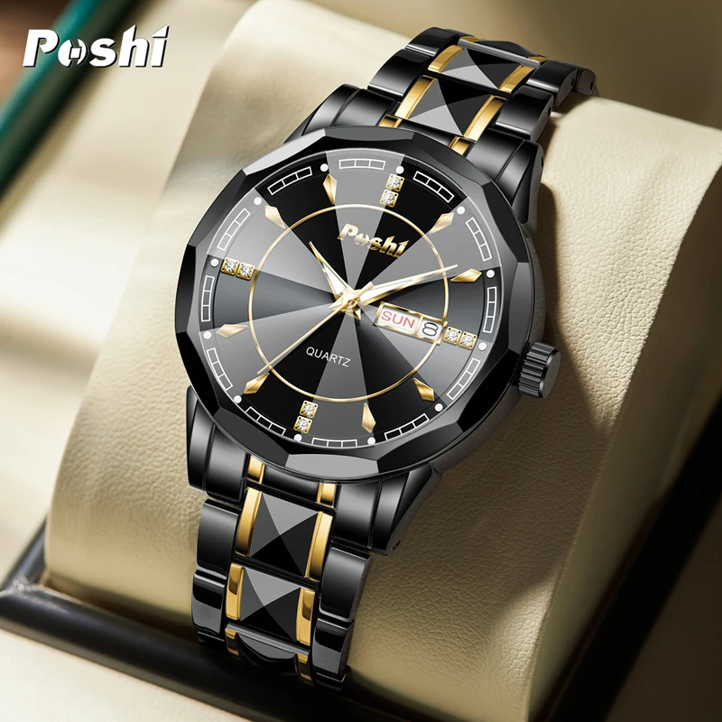 POSHI 983 Fashion Men\'s Wristwatch Business Quartz Watch Original Brand With Date Week Luxury Watches Life Waterproof