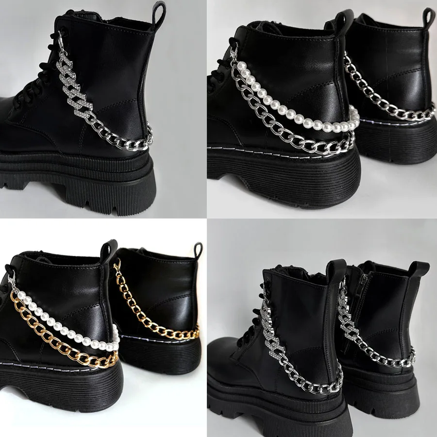 2 قطعة سلسلة معدنية مبالغ فيها قلادة اللؤلؤ للأحذية الأحذية الديكور اليومي مجوهرات الحفلات أبازيم إكسسوارات أحذية قابلة للإزالة