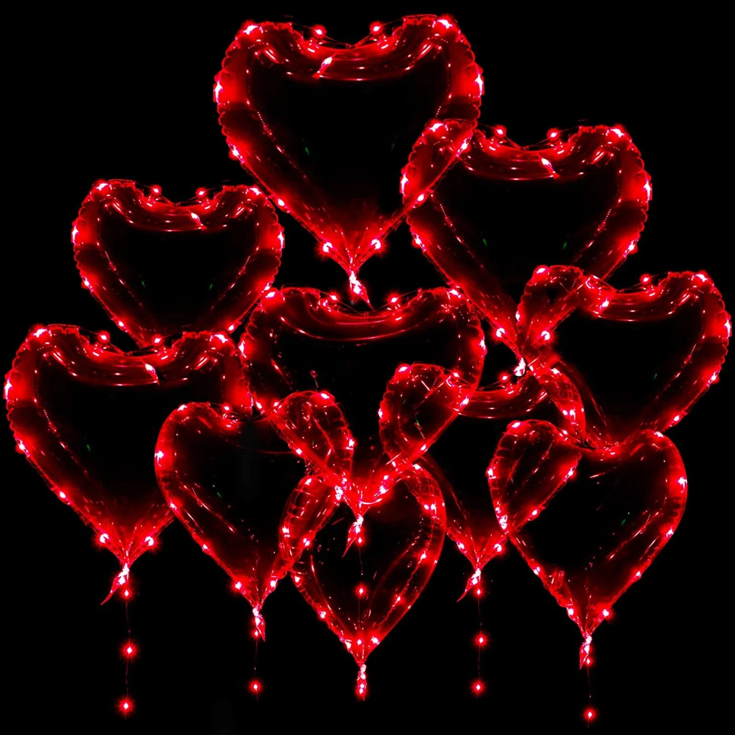 Leuchtender herzförmiger LED-Lichtwellenballon (ohne innere Elektrizität), Valentinstag, Hochzeit, Geburtstag, Party-Dekoration