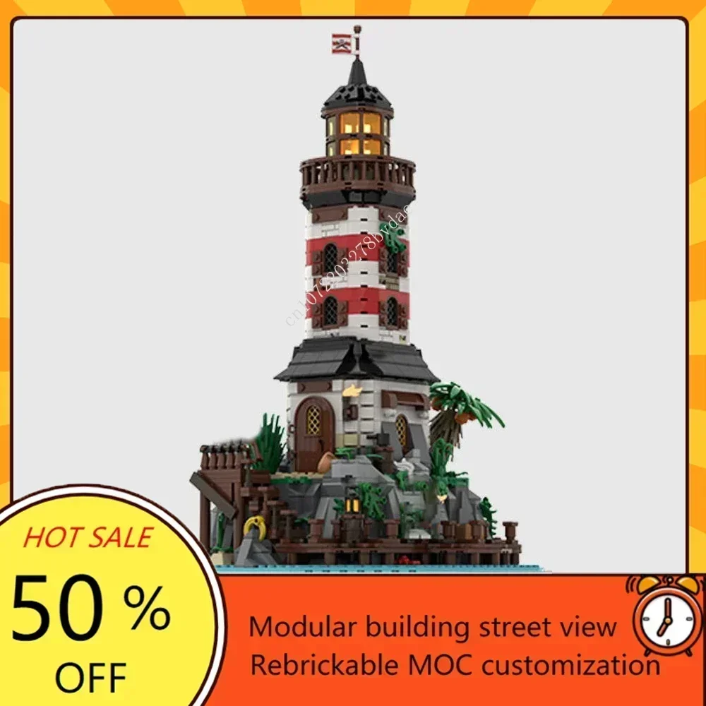 1144PCS Customized MOC Pirate Barracuda Bay Empire Lighthouse Model Custom Puzzle Technology Education DIY Assembly Adult  Gift
