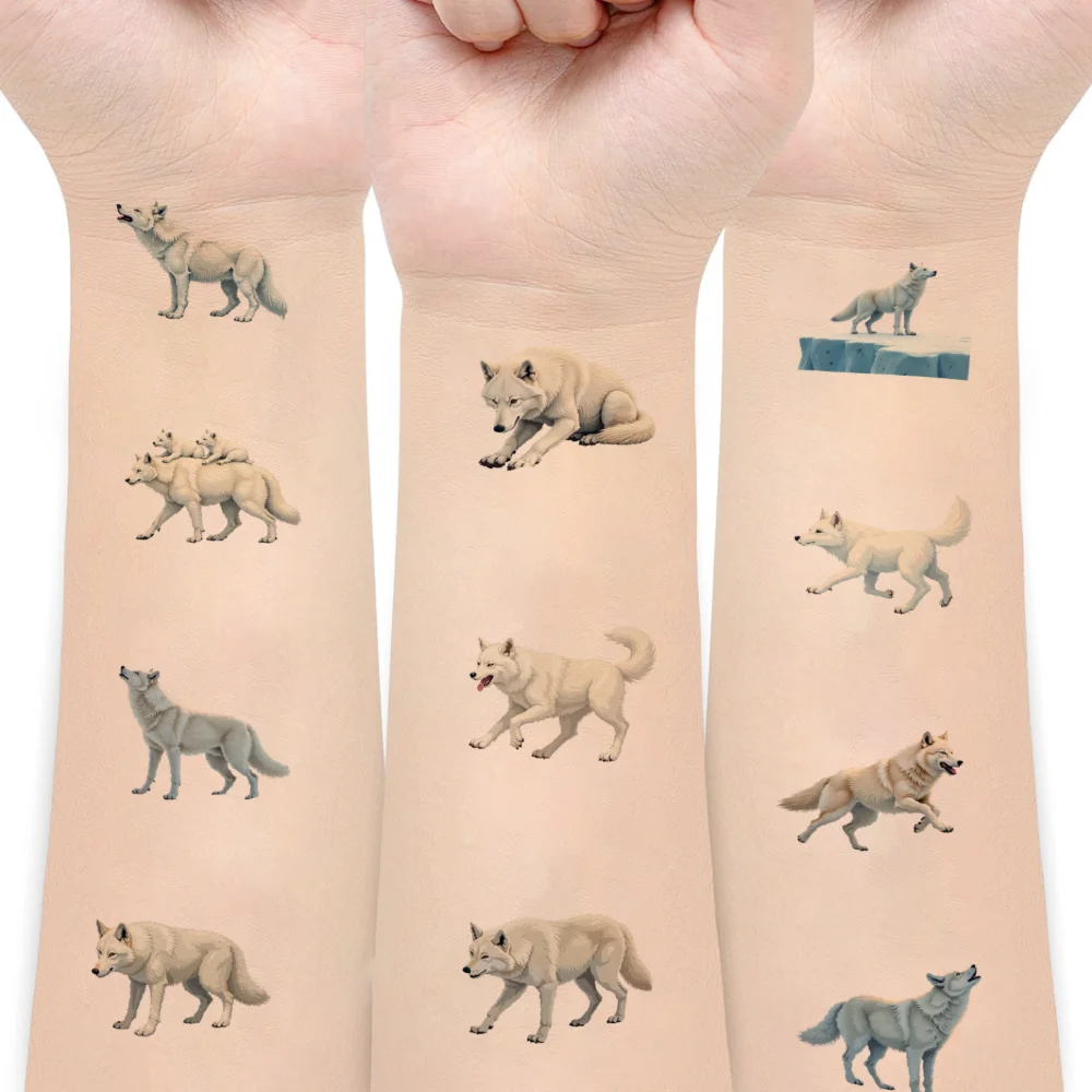 

54pcs Temporary Tattoo Wolf Stickers Cartoon Animal Stickers Waterproof Long-lasting Body Stickers For Children Shoulders Boys