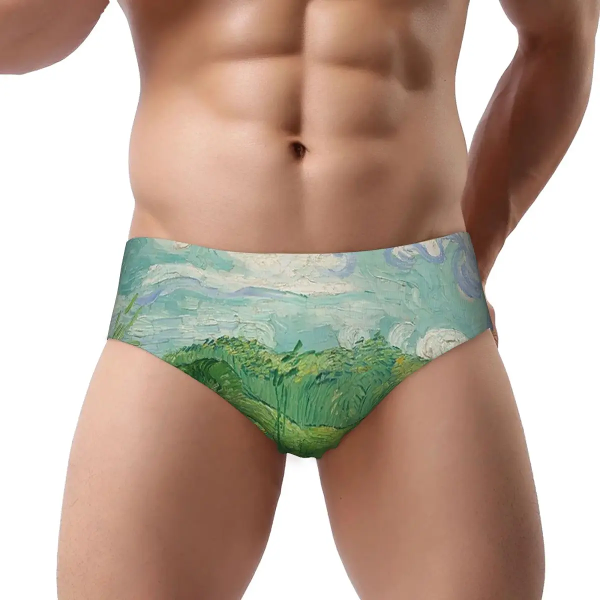 

Green Wheat Fields, Auvers, Vincent Van Gogh Men's Triangle Panties Short Underwear for Homme Man Boyfriend Gift