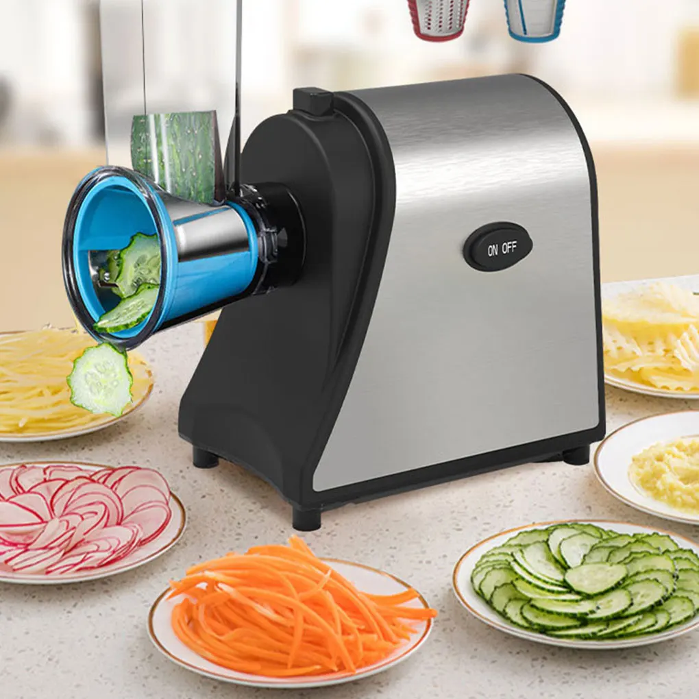 Electric Vegetable Cutter With Interchangeable Drum Heads For Fast And Efficient Kitchen Processing black EU/UK/AU Plug