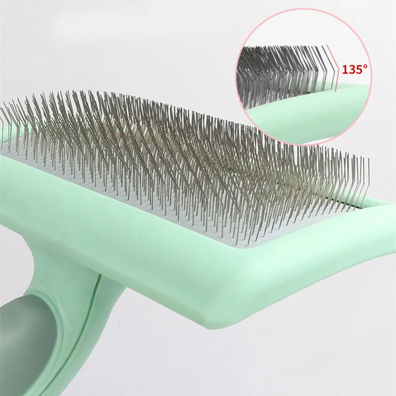 Dog Brush Stainless Steel Dogs Combs Massage Dog Grooming Brush Pet Hair Remover Cleaning Tools Soft Handle Cat Comb Brush Cat