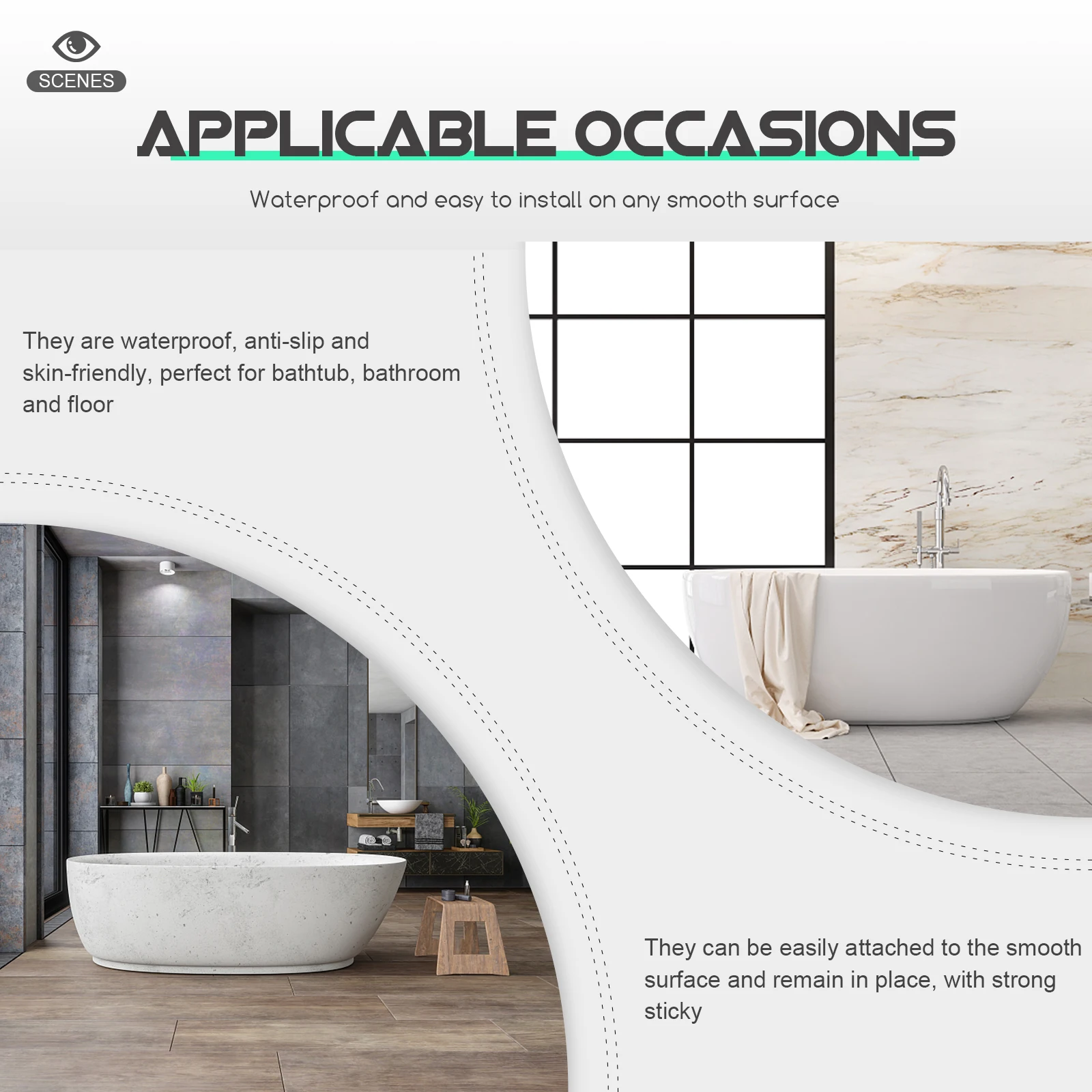 

1 set 1 Set Non-Slip Bathtub Stickers Waterproof Floor Decals For Bathroom Dog Paw Pattern Peva Safety Stickers Home Decor