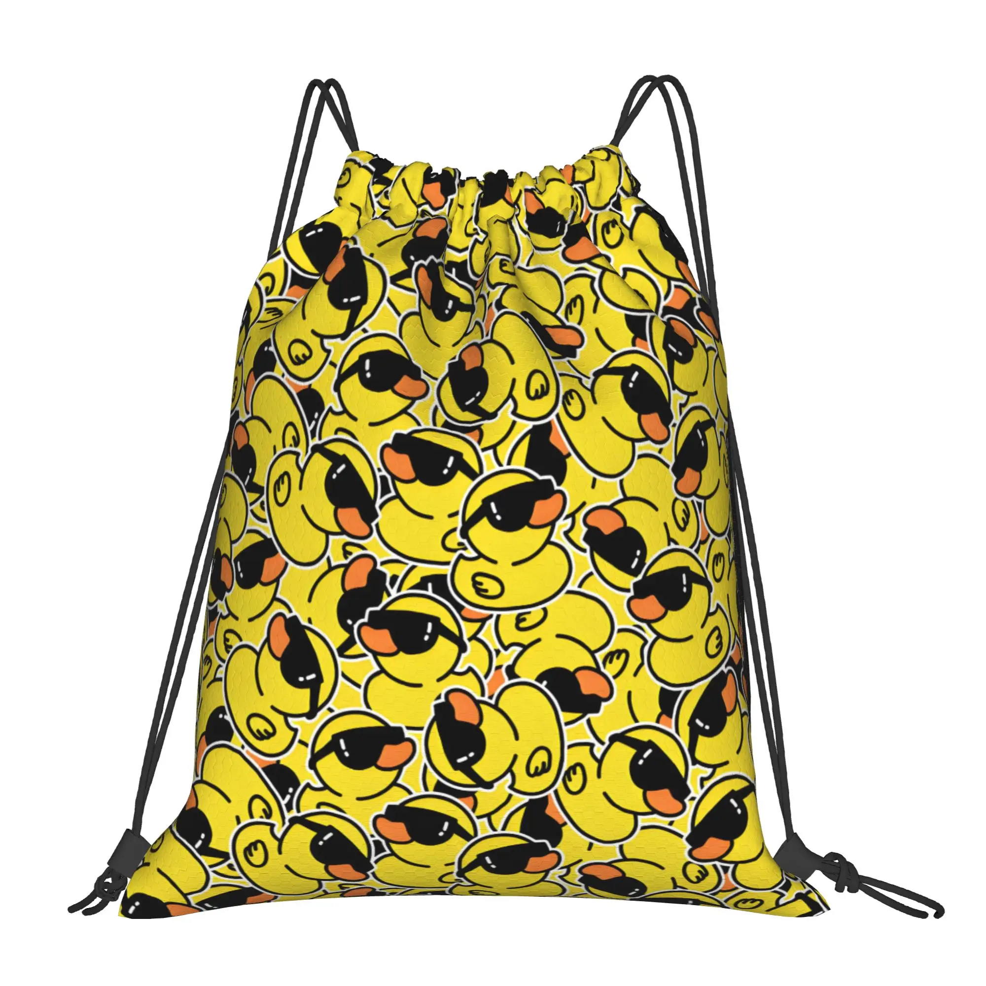 Custom Rubber Duck Sunglasses Shower Bath Cartoon Drawstring Backpack Women Men Sport Gym Sackpack Foldable  Shopping Bag Sack