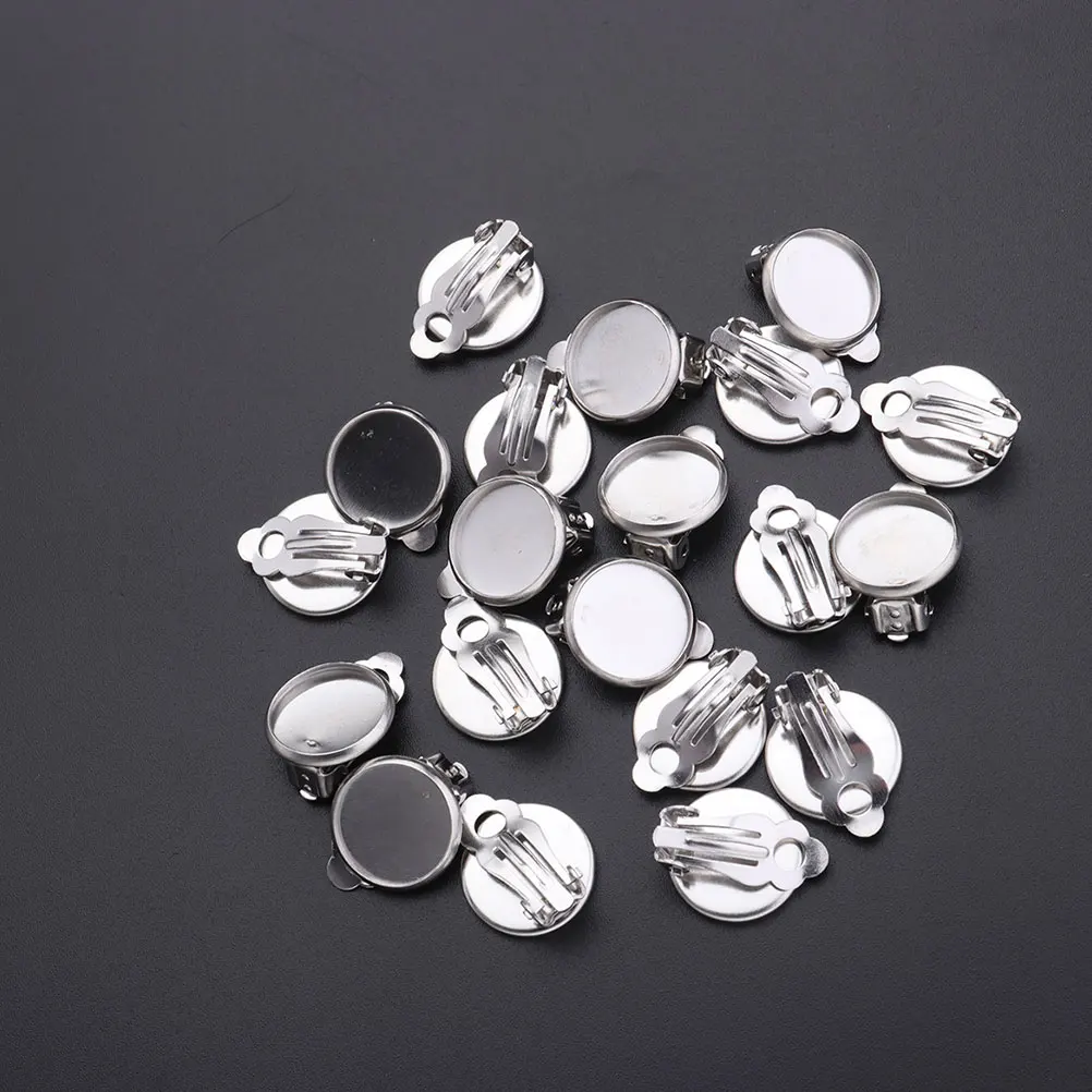 

50 Pcs Clip-on Earring Accessories Silver Tray Delicate Earrings Clips Materials Miss