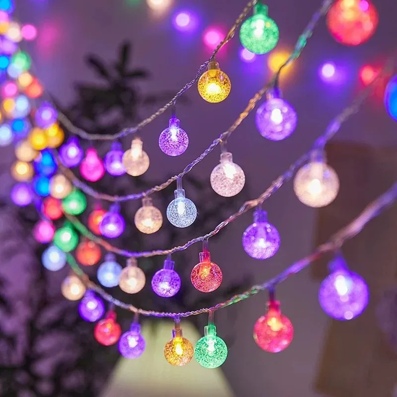 Battery Powered Bubble LED Strings Lighti Indoor Crystal Ball String Lights Festival Bedroom Wedding Party Gate Decoration