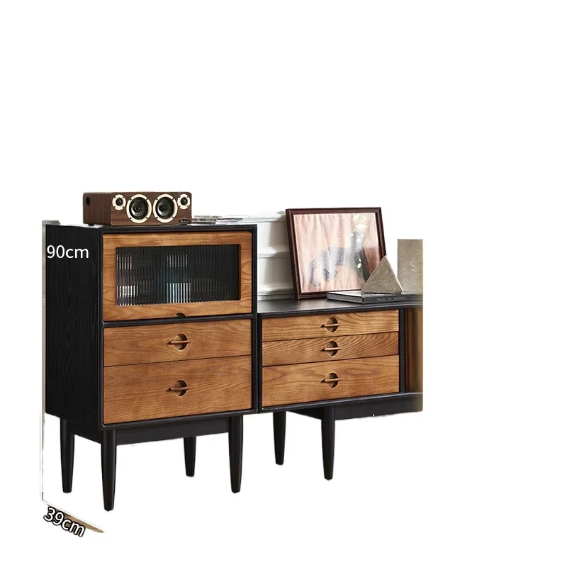 

French retro black decorative cabinet TV cabinet side cabinet