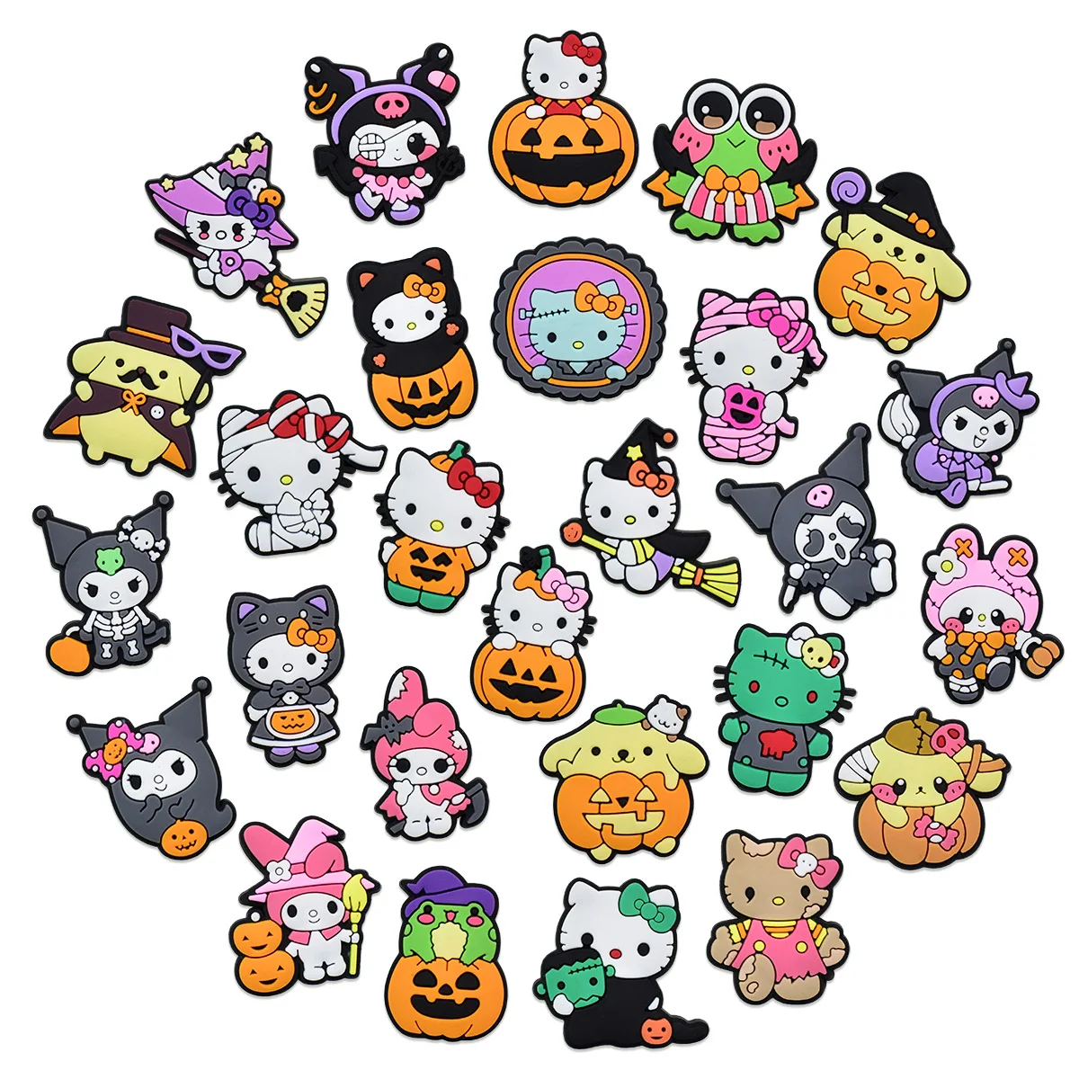 Mesuca New model kitty Cartoon Animal Halloween shoe ornaments lightweight mixed ghost pumpkin patterns fit hole clog